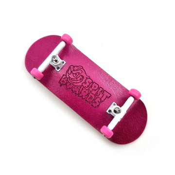 34 mm Fingerboard Complete Wood Pro Set-Up (Pre-Assembled, 5-Layers), Pro Trucks, CNC Bearing Wheels, Foam Grip Tape, (Deck: Pink, Trucks: White, Wheels: Pink) 34 mm Pro Fingerboard SPITBOARDS